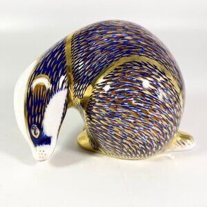 Vintage Royal Crown Derby Badger Honey Weasel Paperweight
